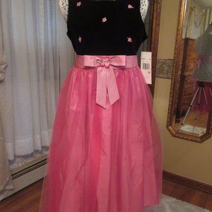 Vintage Rare Editions/Girls 14/Velvet-Satin-Chiffon/Black-Pink Dress